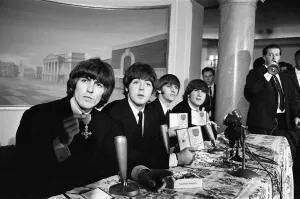 The Beatles pose with their MBEs at a press conference held at the Saville Theatre The Beatles pose with their MBEs at a press conference held at the Saville Theatre