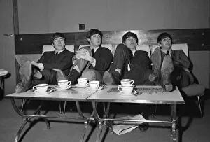 The Beatles relax in their dressing room between the rehearsals for the Royal Variety The Beatles relax in their dressing room between the rehearsals for the Royal Variety