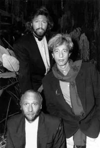 The Bee Gees pop group. The three Gibb brothers top to bottom: Barry The Bee Gees pop group. The three Gibb brothers top to bottom: Barry