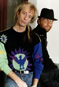 Bee Gees Pop Group members brothers Maurice Gibb & Robin Gibb Bee Gees Pop Group members brothers Maurice Gibb & Robin Gibb