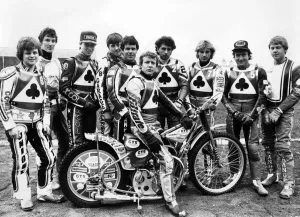 Belle Vue's senior speedway squad (left to right) Andy Smith, Kenny McKinna Belle Vue's senior speedway squad (left to right) Andy Smith, Kenny McKinna