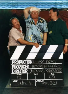 Benny Hill Actor Comedian With Producer Adrian Hilliard And Director Dennis Kirkland Benny Hill Actor Comedian With Producer Adrian Hilliard And Director Dennis Kirkland