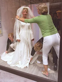 Berkertex Brides Shop June 1999 Maranne Crick Fashion Student standing in shop Berkertex Brides Shop June 1999 Maranne Crick Fashion Student standing in shop
