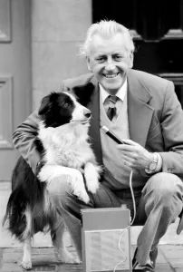 Bernard Oliver and his dog. April 1977 77-02077-002 Bernard Oliver and his dog. April 1977 77-02077-002
