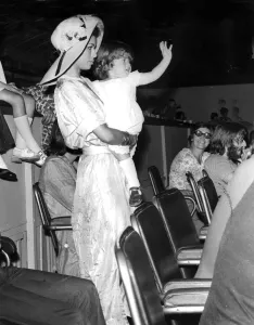 Bianca Jagger holding baby daughter Jade at Rolling Stones concert in London Bianca Jagger holding baby daughter Jade at Rolling Stones concert in London