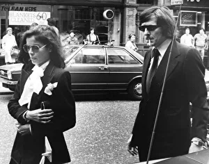 Bianca Jagger and John Paul Getty II walking in London street - June 1976 Bianca Jagger and John Paul Getty II walking in London street - June 1976