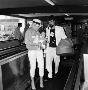 Billy Connolly and his wife Pamela Stephenson and their baby daughter Daisy arriving at Billy Connolly and his wife Pamela Stephenson and their baby daughter Daisy arriving at