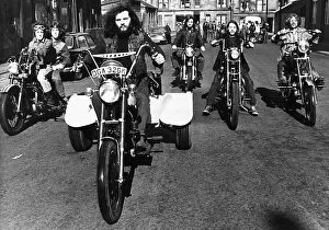 Images Dated 24th May 1972: Billy Gordon rides home made tricycle in Glasgow, May 1972 Accompanied by fellow