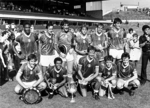 Birmingham City players celebrate after their victory over arch rivals Aston Villa in Birmingham City players celebrate after their victory over arch rivals Aston Villa in