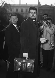 00236 Collection: Blackburns goalie Jimmy Hill arriving at a football strike meeting at the Ministry
