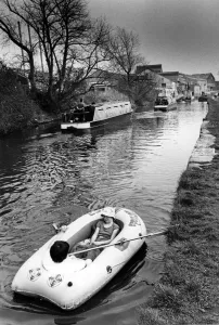 Boating in miniature, Leeds and Liverpool canal. Circa 1980 Boating in miniature, Leeds and Liverpool canal. Circa 1980