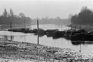 Boats on the River Thames in Kew, London. 5th March 1971 Boats on the River Thames in Kew, London. 5th March 1971