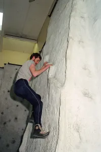 Bob Watkinson on the climbing wall at Billingham Forum. 26th January 1992 Bob Watkinson on the climbing wall at Billingham Forum. 26th January 1992