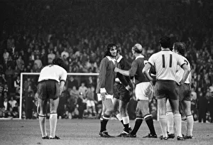 Bobby Charlton with George Best during a match. Manchester United v Arsenal Bobby Charlton with George Best during a match. Manchester United v Arsenal