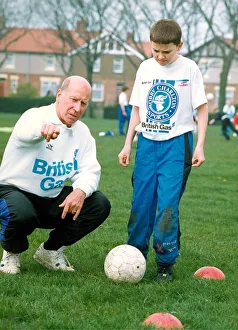 Bobby Charlton gives some advice to youngsters who turned up to see him on is one day Bobby Charlton gives some advice to youngsters who turned up to see him on is one day