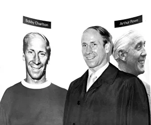 Bobby Charlton poses beside his portrait in the Football Hall Of Fame in March 1971 Bobby Charlton poses beside his portrait in the Football Hall Of Fame in March 1971
