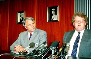 Bobby Robson England Manager at news press conference with Graham Kelly Chairman of Bobby Robson England Manager at news press conference with Graham Kelly Chairman of