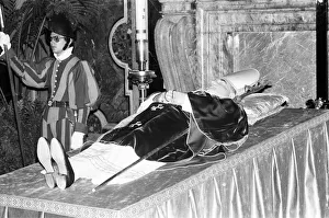 The body of Pope John Paul I lying in state at the Vatican. 3rd October 1978 The body of Pope John Paul I lying in state at the Vatican. 3rd October 1978