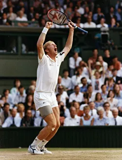 Boris Becker celebrates a winning the Wimbledon tournament Boris Becker celebrates a winning the Wimbledon tournament