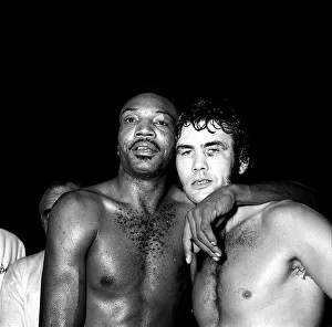 Boxers Chris finnigan v Bob Foster after fight 1972 Boxers Chris finnigan v Bob Foster after fight 1972