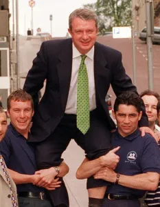 Boxing Promoter Tommy Gilmour lifted on the shoulders of Boxers Mark Breslin Boxing Promoter Tommy Gilmour lifted on the shoulders of Boxers Mark Breslin