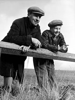 Boy Jockey Lester Piggott at Lambourn Berkshire with his father Keith Piggott Boy Jockey Lester Piggott at Lambourn Berkshire with his father Keith Piggott