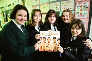Boyzone pictured appearing on the Big Breakfast live show from Tile Hill Wood School Boyzone pictured appearing on the Big Breakfast live show from Tile Hill Wood School