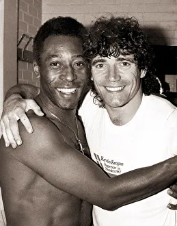 Brazilian football legend Pele embraces England striker Kevin Keegan Brazilian football legend Pele embraces England striker Kevin Keegan