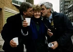 Images Dated 29th March 1990: Brenda Fricker actress Oscar Winner celebrates with her boyfriend Eamon Boland left