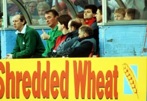 Brian Clough football manager of Nottingham Forest gives the thumbs up from the bench Brian Clough football manager of Nottingham Forest gives the thumbs up from the bench