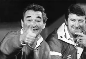 Brian Clough Nottingham Forest manager gives the thumbs up March 1988 Brian Clough Nottingham Forest manager gives the thumbs up March 1988