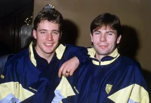 Brian McClair with Ally McCoist April 1987 Brian McClair with Ally McCoist April 1987