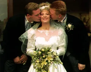 Bride Anna Marie Gascoigne receives a kiss from her brother footballer Paul Gascoigne Bride Anna Marie Gascoigne receives a kiss from her brother footballer Paul Gascoigne