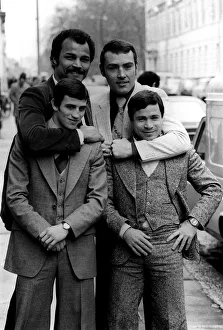 Brit Boxing champions Alan Minter and John Conteh form a guard of honour for two of their Brit Boxing champions Alan Minter and John Conteh form a guard of honour for two of their