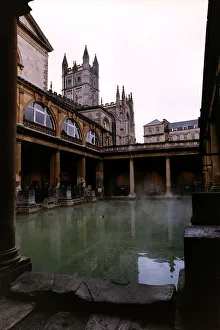 Britain Bath - General view of pump room and roman bath house Britain Bath - General view of pump room and roman bath house