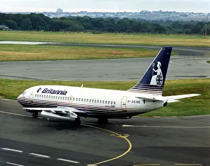 A Britannia Airways Boeing 737 airliner / aircraft about to depart from Newcastle Airport A Britannia Airways Boeing 737 airliner / aircraft about to depart from Newcastle Airport