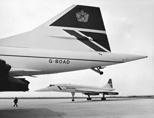 Two British Airways Concorde aircraft seen here at Liverpool Speke Airport Two British Airways Concorde aircraft seen here at Liverpool Speke Airport