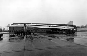The British assembled Concorde 002 arrived at Heathrow Airport after completing a 45 The British assembled Concorde 002 arrived at Heathrow Airport after completing a 45