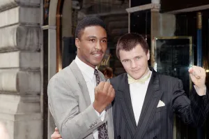 British boxers Michael Watson and Jim McDonnell. 12th September 1989 British boxers Michael Watson and Jim McDonnell. 12th September 1989