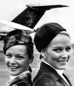 British Caledonian Airways sales staff, Pat Neill (left) and Gilly Penny British Caledonian Airways sales staff, Pat Neill (left) and Gilly Penny