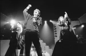 British pop group The Thompson Twins performing on stage during a concert in Oxford British pop group The Thompson Twins performing on stage during a concert in Oxford