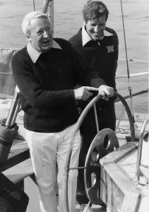 Former British Prime Minister Edward Heath and Roy Mullender on board Great Britain II Former British Prime Minister Edward Heath and Roy Mullender on board Great Britain II