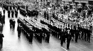 BRITISH SERVICEMEN AT THE START OF THE FALKLANDS PARADE THROUGH THE CITY OF LONDON - 12TH BRITISH SERVICEMEN AT THE START OF THE FALKLANDS PARADE THROUGH THE CITY OF LONDON - 12TH