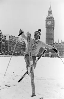 British Ski Champion Michael Payne in Parliament Square British Ski Champion Michael Payne in Parliament Square