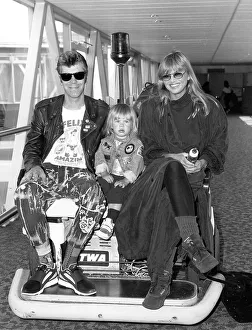 Britt Ekland actress and her husband Jim McDonnell with her son Thomas arriving at Britt Ekland actress and her husband Jim McDonnell with her son Thomas arriving at