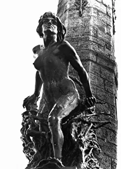 Bronze Statue on War Memorial, Aberystwyth, Ceredigion, West Wales, 27th April 1972 Bronze Statue on War Memorial, Aberystwyth, Ceredigion, West Wales, 27th April 1972