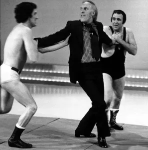 Bruce Forsyth seen here during a wrestling game segment of the popular BBC series The Bruce Forsyth seen here during a wrestling game segment of the popular BBC series The