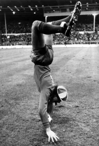 Bruce Grobbelaar of Liverpool doing hand stand Liverpool V Tottenham League Cup Bruce Grobbelaar of Liverpool doing hand stand Liverpool V Tottenham League Cup