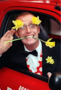 Bryan Burnett TV Presenter - March 1998 Mariue Curie cancer daffodil appeal Bryan Burnett TV Presenter - March 1998 Mariue Curie cancer daffodil appeal