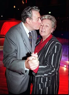 Bryan Mosley actor December 1998 dancing with wife Norma at a Christmas Party Bryan Mosley actor December 1998 dancing with wife Norma at a Christmas Party